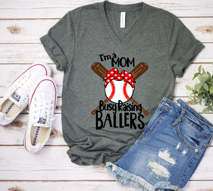 Baseball Mom, Softball Mom Shirt, Busy Raising BALLERS, Mom of