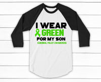 Cerebral Palsy Awareness Shirt, Family Cerebral Palsy Shirts, I wear GREEN for Cerebral Palsy Awareness, Special Needs Parent