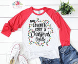 Christmas Lights Are My Favorite Color Raglan, Women's Shirt, Holiday Shirt for Women, Merry Christmas Shirt