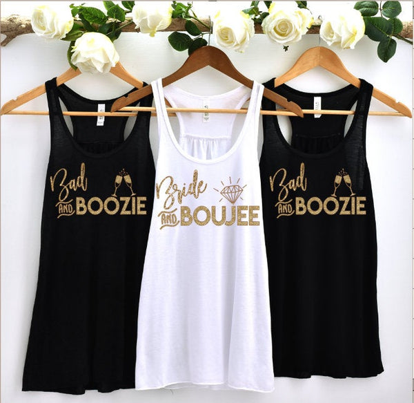 Bride and Boujee Tank, Bad And Boozie, Bachelorette Party Tank, Bride Tank, Bridal Party Tanks, Girls Night Out