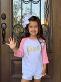 Birthday Girl Shirt, 5th Bday Shirt, FIVE shirt for girls, Raglan Birthday Shirt for Her, Fifth Birthday Shirt