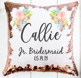 Flower Girl Personalized Sequin Pillow, Flower Girl Gift, Junior Bridesmaid Custom Pillow, Sequin Magic Pillow, Wedding Party Gift