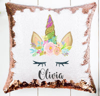 Personalized Sequin Unicorn Pillow, Unicorn Room Decor, Unicorn Birthday Gift, Custom Unicorn Pillow, Sequin Magic Pillow