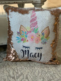 Personalized Sequin Unicorn Pillow, Unicorn Room Decor, Unicorn Birthday Gift, Custom Unicorn Pillow, Sequin Magic Pillow