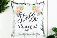 Flower Girl Personalized Sequin Pillow, Flower Girl Gift, Junior Bridesmaid Custom Pillow, Sequin Magic Pillow, Wedding Party Gift