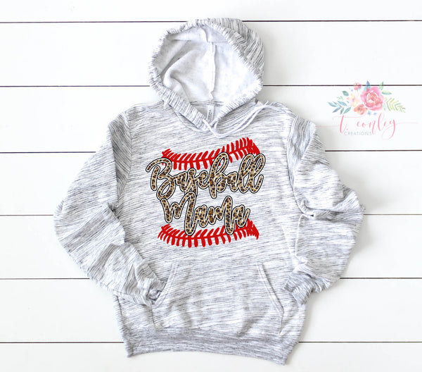 BASEBALL MOM Hoodie, BASEBALL mom, Mom Sweatshirt, Leopard Baseball Hoodie