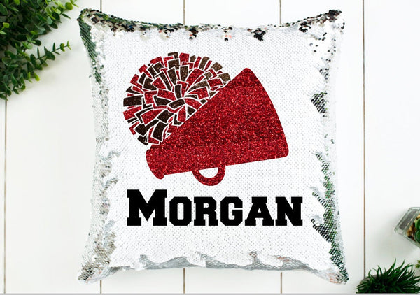 Personalized Sequin CHEER pillow, Cheerleader Pillow, Personalized Cheer Gift