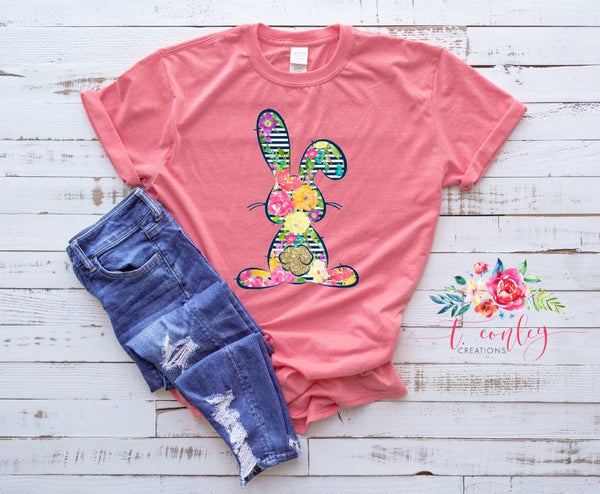 Floral Easter bunny, Easter Shirt for Her, Women's Easter Shirt