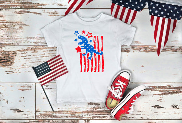 Dino Kids 4th of July Shirt, Boys 4th of July Shirt, Independence Day Shirt, USA