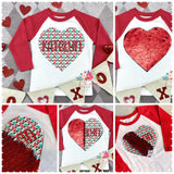 Flip Sequin Valentines Shirt, Gnome Valentine Shirt, Sequin Heart shirt, Girls Valentine Shirt