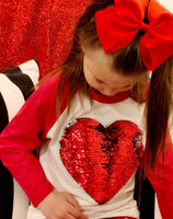 Flip Sequin Valentines Shirt, Gnome Valentine Shirt, Sequin Heart shirt, Girls Valentine Shirt