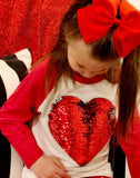 Flip Sequin Valentines Shirt, Gnome Valentine Shirt, Sequin Heart shirt, Girls Valentine Shirt