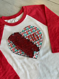 Flip Sequin Valentines Shirt, Gnome Valentine Shirt, Sequin Heart shirt, Girls Valentine Shirt