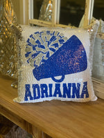 Personalized Sequin CHEER pillow, Cheerleader Pillow, Personalized Cheer Gift