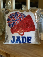 Personalized Sequin CHEER pillow, Cheerleader Pillow, Personalized Cheer Gift