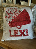 Personalized Sequin CHEER pillow, Cheerleader Pillow, Personalized Cheer Gift