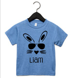 Boys Easter Shirt, Boys Bunny Shirt, Bunny with Glasses Shirt