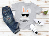 Boys Easter Shirt, Boys Bunny Shirt, Bunny with Glasses Shirt