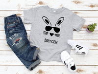 Boys Easter Shirt, Boys Bunny Shirt, Bunny with Glasses Shirt