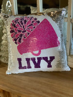 Personalized Sequin CHEER pillow, Cheerleader Pillow, Personalized Cheer Gift