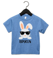 Boys Easter Shirt, Boys Bunny Shirt, Bunny with Glasses Shirt