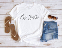 Mrs. Shirt with Name| Personalized Bride Shirt| Bridal Shower Shirt| Bride Shirt| Honeymoon Tee